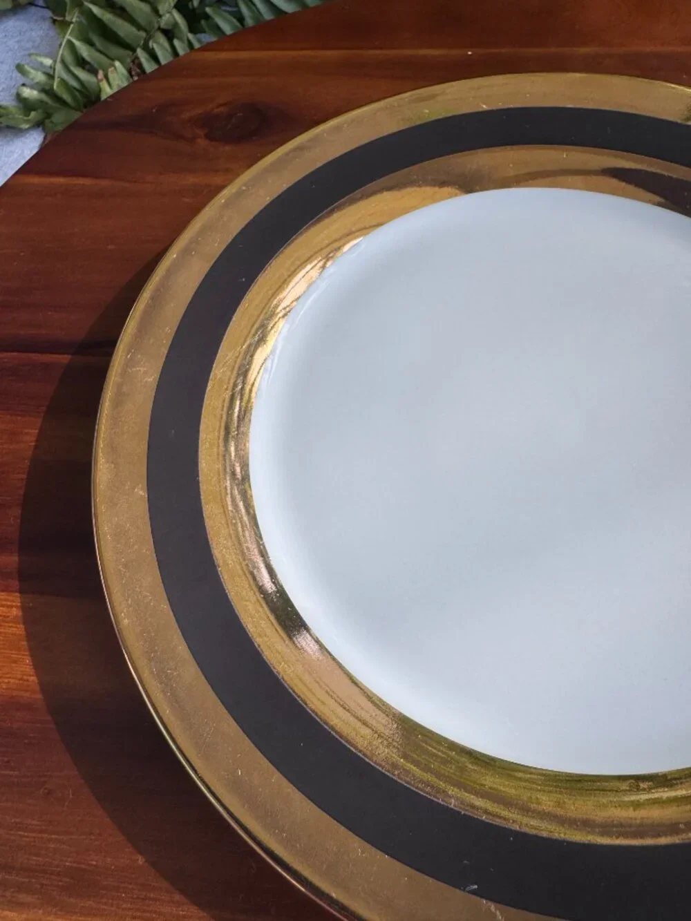 Vintage I. Godinger Co Gold and Black Porcelain Harlequin Salad Plate